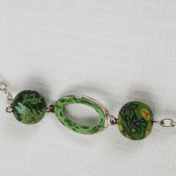 Beautiful Viva Beads Clay Handmade Large Chunky Bead Silver Tone Long Necklace - Picture 4 of 8